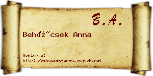 Behácsek Anna névjegykártya
